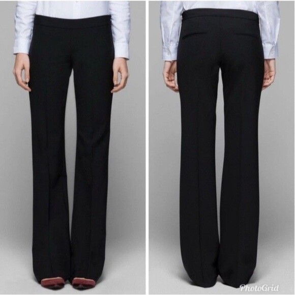 Theory Women Dress Pants Wool Black Flare Leg Julianne Tailor Trousers Sz 0 NWT - Picture 1 of 11